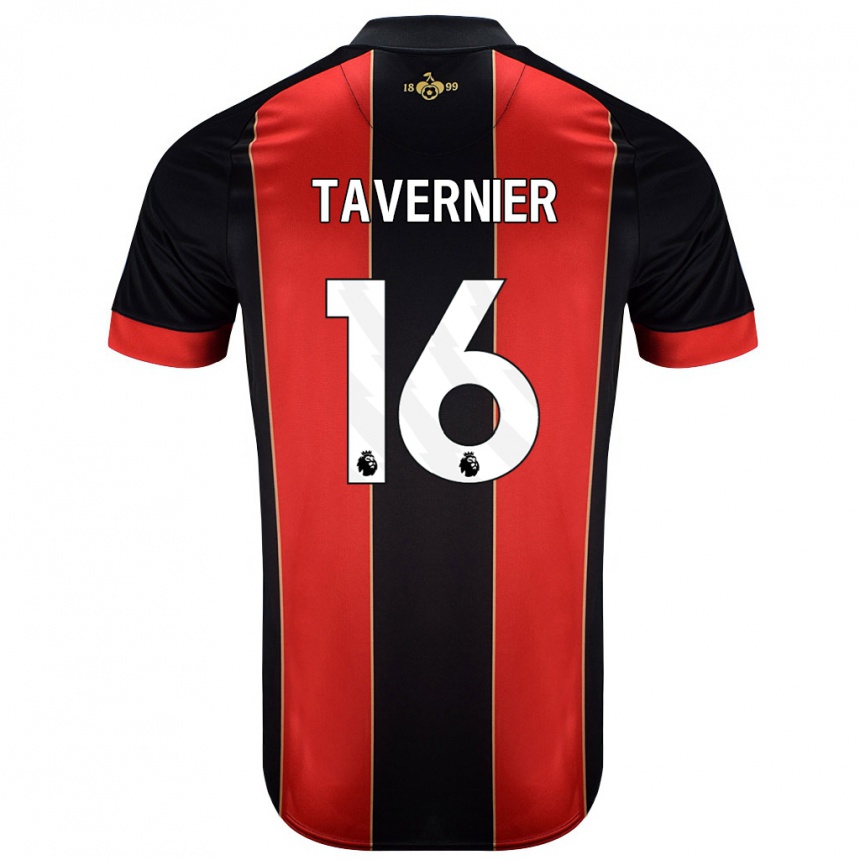 Niño Fútbol Camiseta Marcus Tavernier #16 Rojo Negro 1ª Equipación 2024/25 México