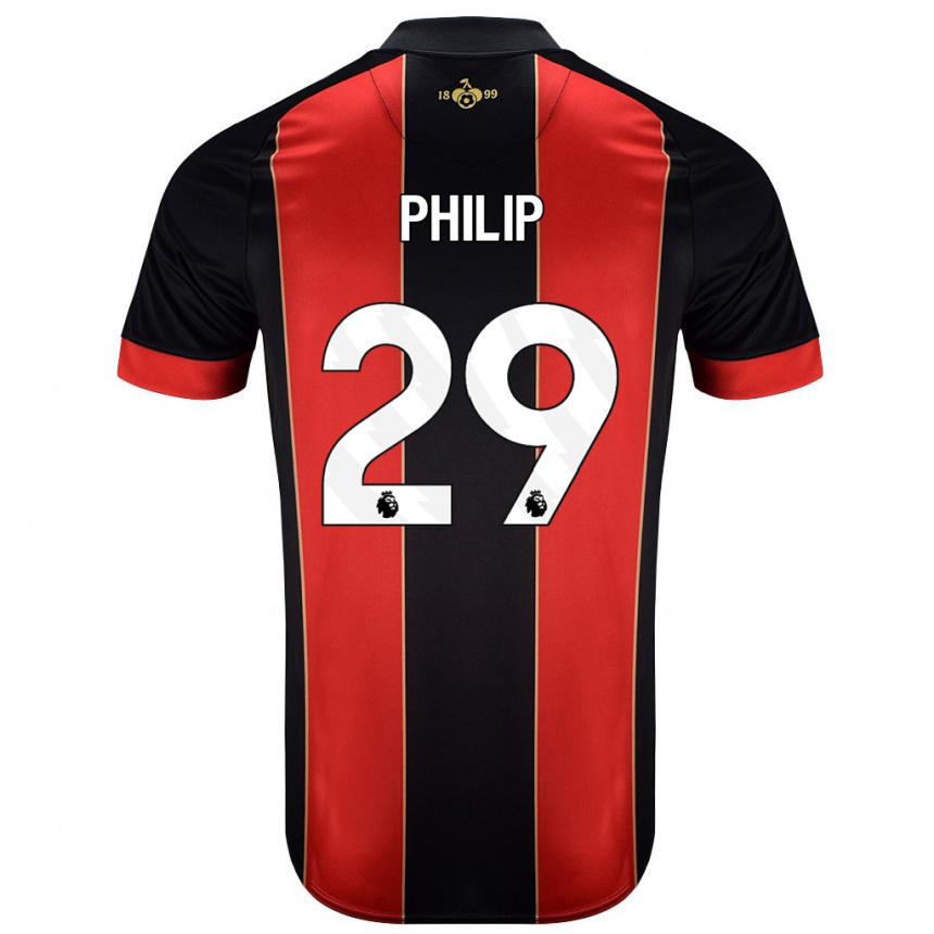 Niño Fútbol Camiseta Philip Billing #29 Rojo Negro 1ª Equipación 2024/25 México