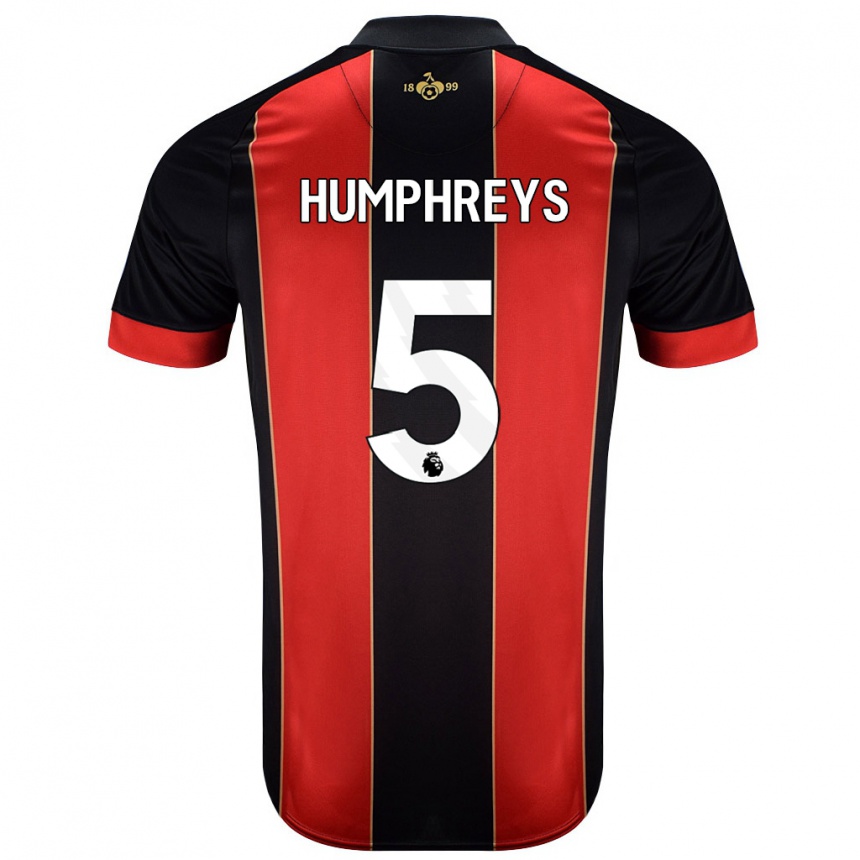 Niño Fútbol Camiseta Holly Humphreys #5 Rojo Negro 1ª Equipación 2024/25 México