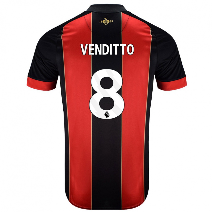 Niño Fútbol Camiseta Olivia Venditto #8 Rojo Negro 1ª Equipación 2024/25 México