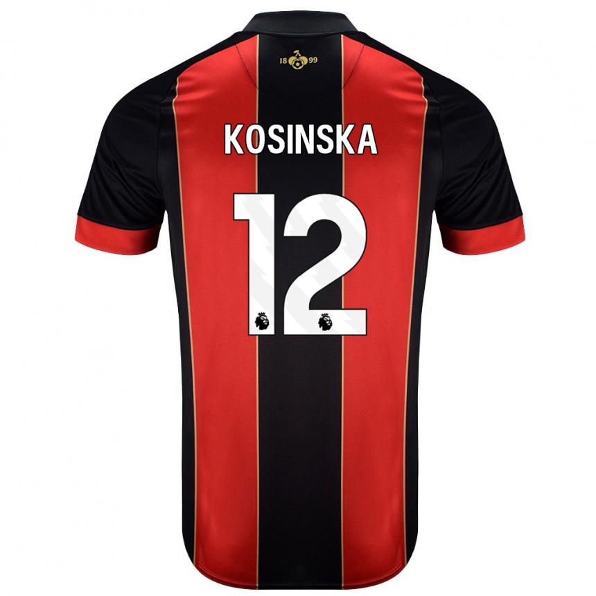 Niño Fútbol Camiseta Daniela Kosinska #12 Rojo Negro 1ª Equipación 2024/25 México