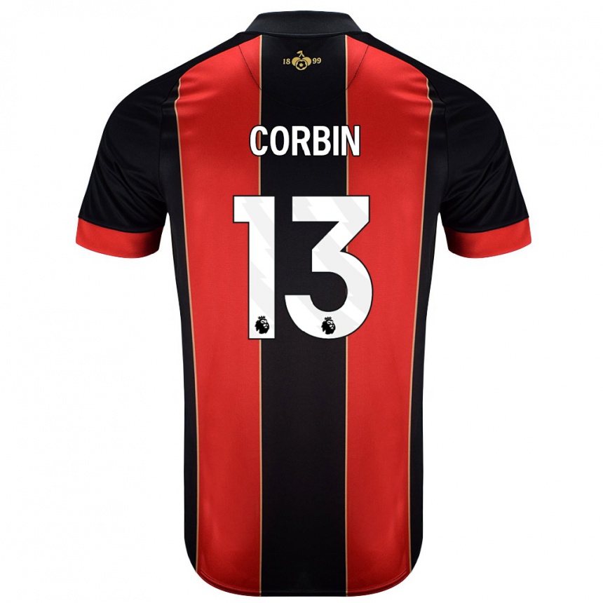 Niño Fútbol Camiseta Helen Corbin #13 Rojo Negro 1ª Equipación 2024/25 México