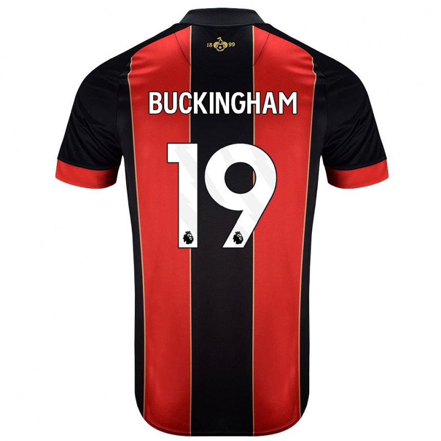 Niño Fútbol Camiseta Alisha Buckingham #19 Rojo Negro 1ª Equipación 2024/25 México