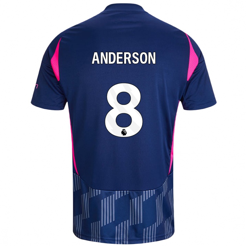 Niño Fútbol Camiseta Elliot Anderson #8 Azul Real Rosa 2ª Equipación 2024/25 México