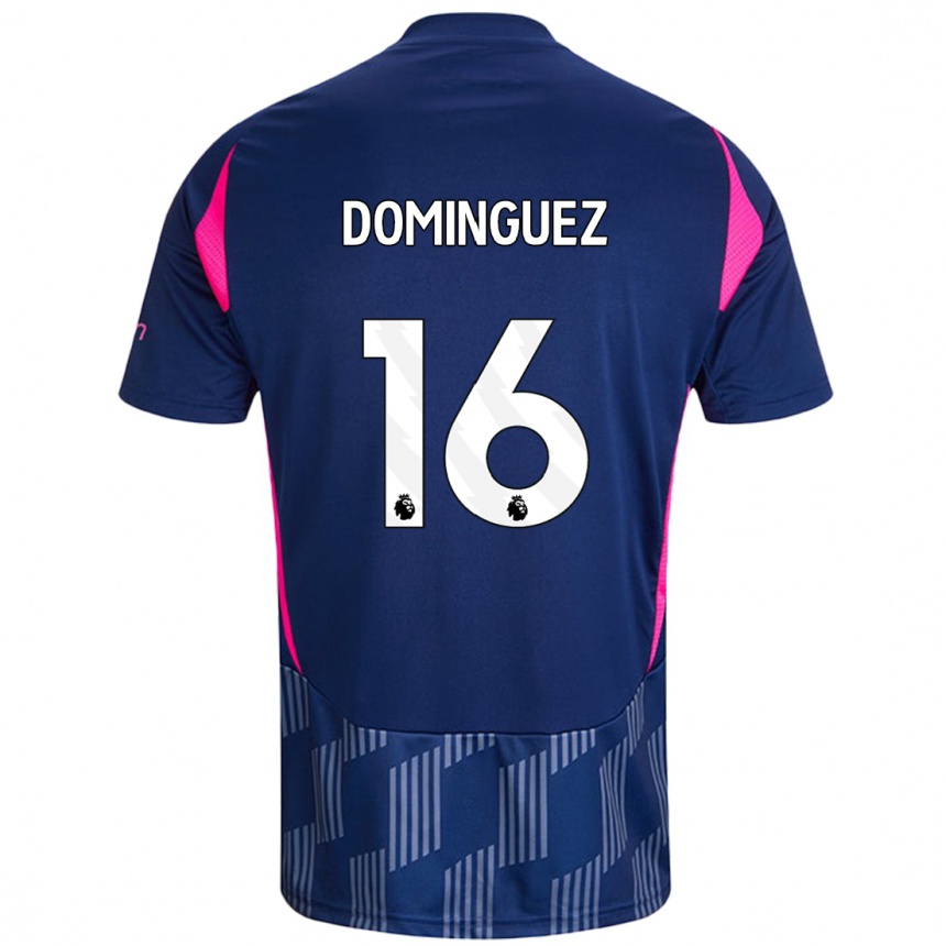 Niño Fútbol Camiseta Nicolás Domínguez #16 Azul Real Rosa 2ª Equipación 2024/25 México