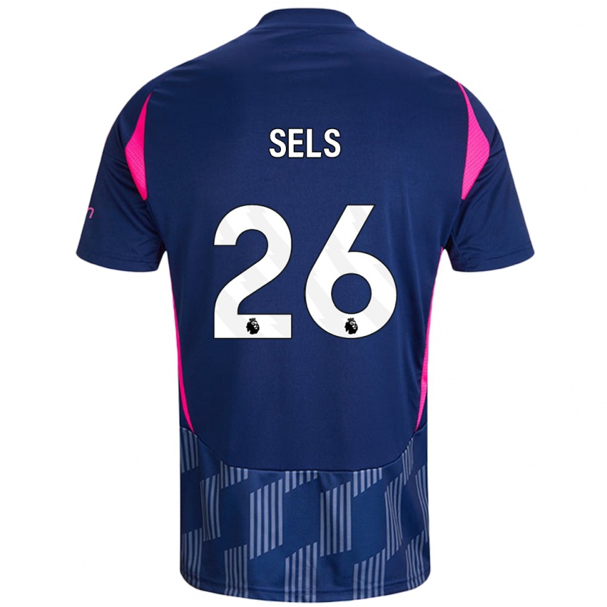 Niño Fútbol Camiseta Matz Sels #26 Azul Real Rosa 2ª Equipación 2024/25 México