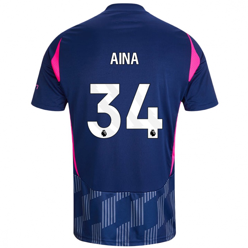 Niño Fútbol Camiseta Ola Aina #34 Azul Real Rosa 2ª Equipación 2024/25 México