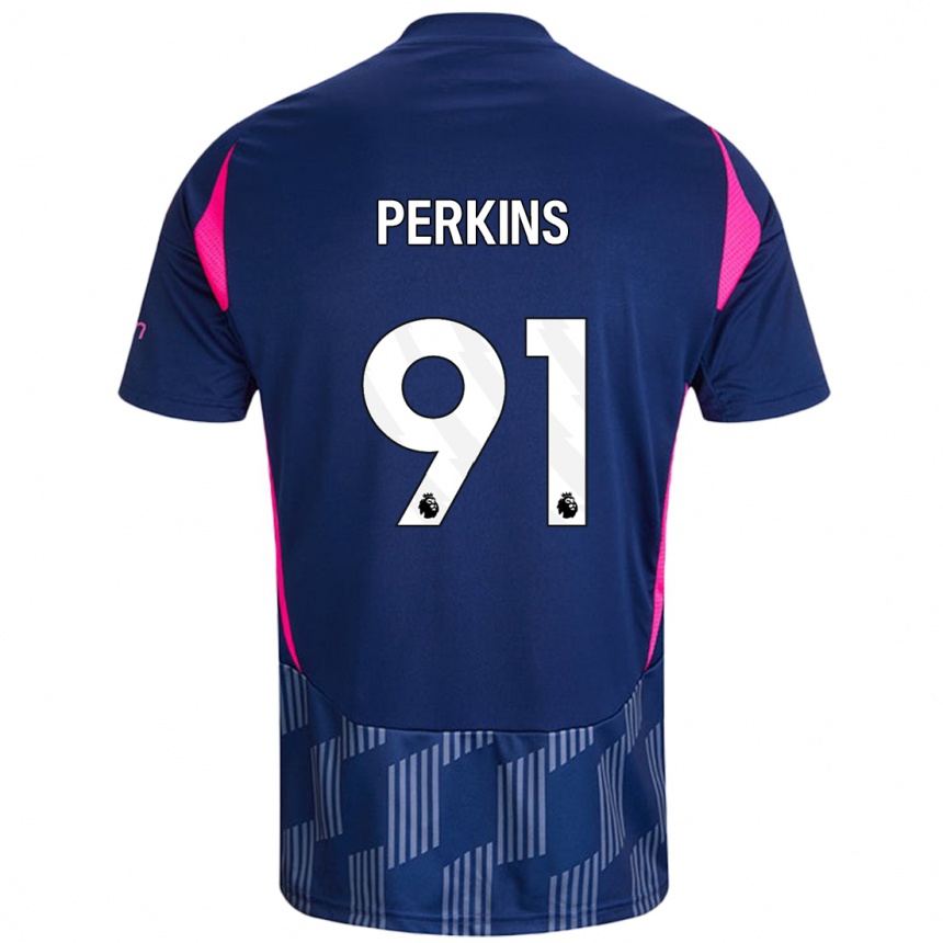 Niño Fútbol Camiseta Jack Perkins #91 Azul Real Rosa 2ª Equipación 2024/25 México