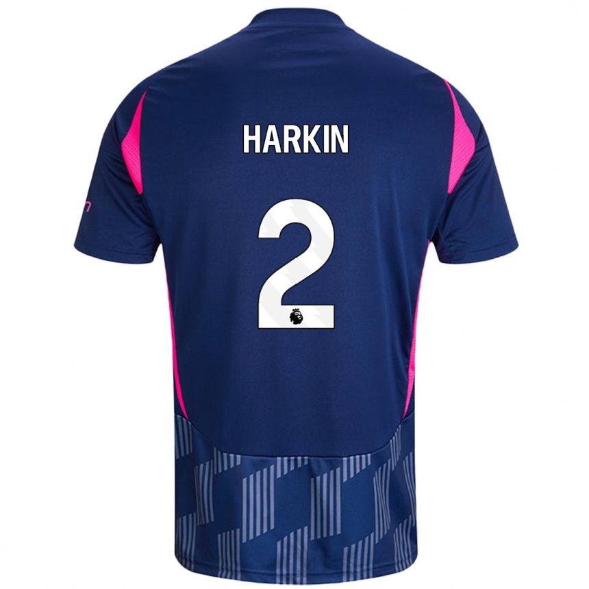 Niño Fútbol Camiseta Lyndsey Harkin #2 Azul Real Rosa 2ª Equipación 2024/25 México