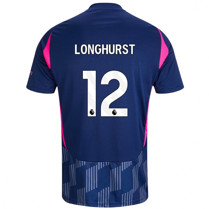 Niño Fútbol Camiseta Kate Longhurst #12 Azul Real Rosa 2ª Equipación 2024/25 México