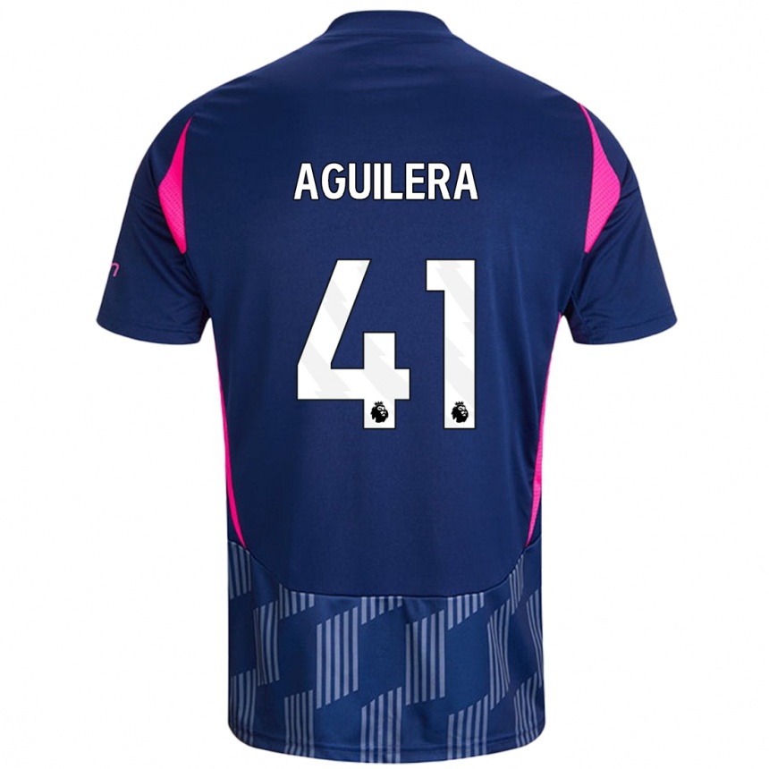 Niño Fútbol Camiseta Brandon Aguilera #41 Azul Real Rosa 2ª Equipación 2024/25 México