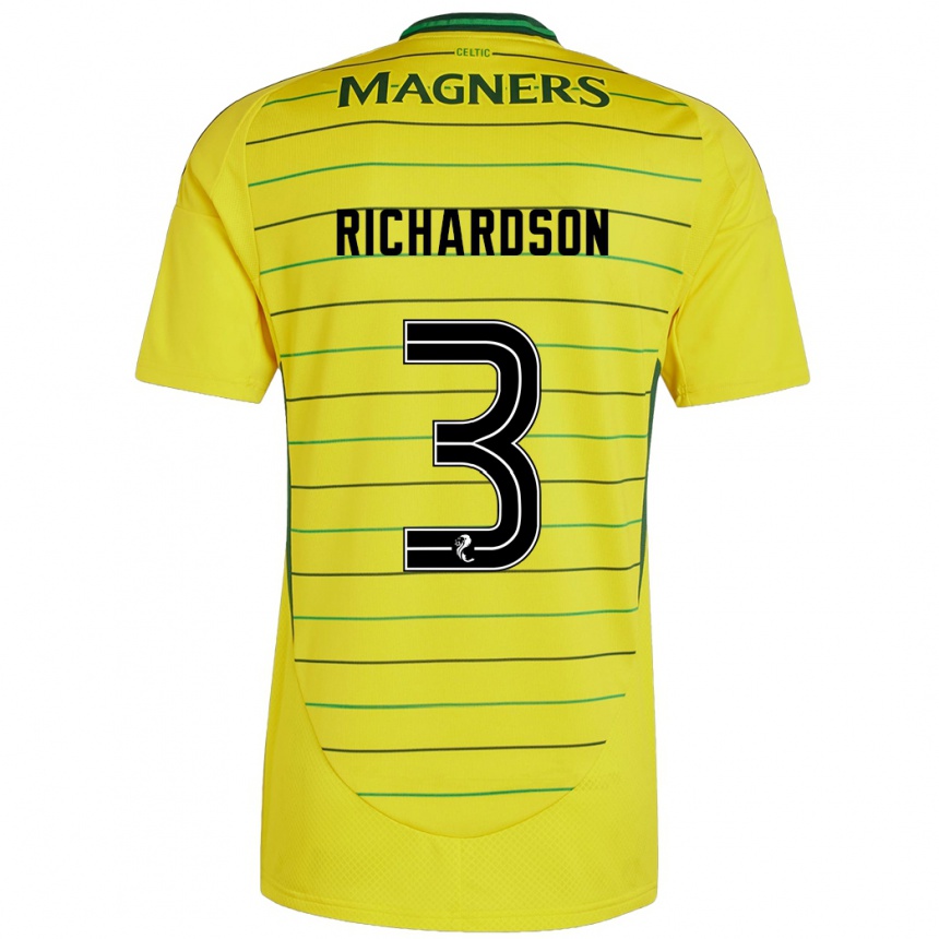 Niño Fútbol Camiseta Amy Richardson #3 Amarillo 2ª Equipación 2024/25 México