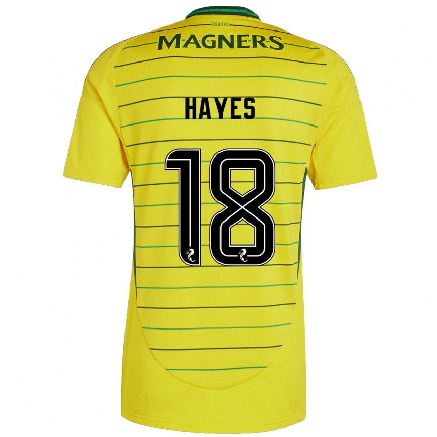 Niño Fútbol Camiseta Caitlin Hayes #18 Amarillo 2ª Equipación 2024/25 México