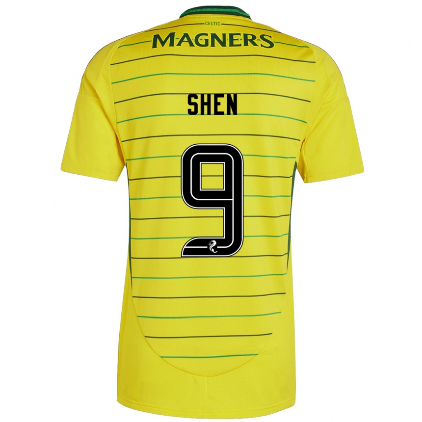 Niño Fútbol Camiseta Shen Mengyu #9 Amarillo 2ª Equipación 2024/25 México