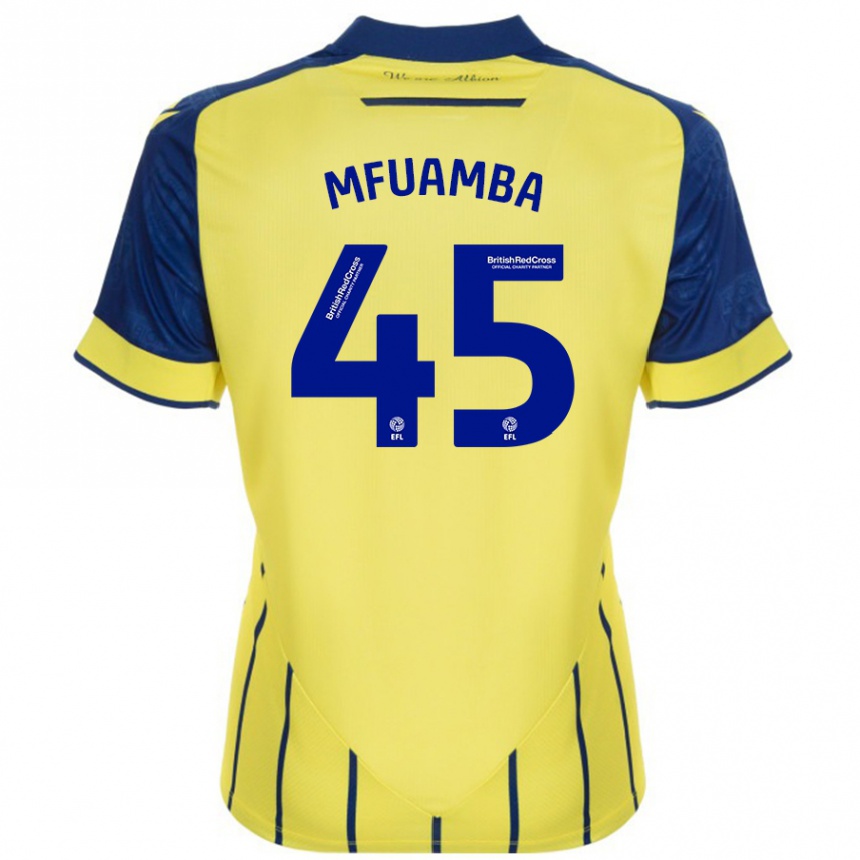 Niño Fútbol Camiseta Kevin Mfuamba #45 Amarillo Azul 2ª Equipación 2024/25 México