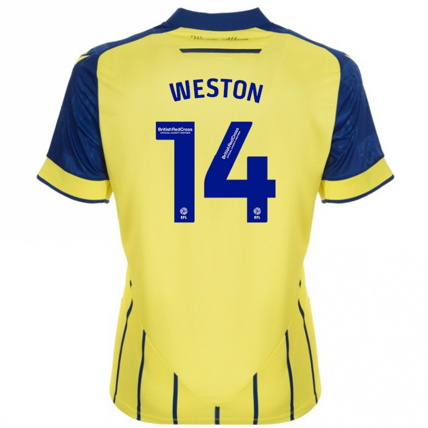 Niño Fútbol Camiseta Steph Weston #14 Amarillo Azul 2ª Equipación 2024/25 México