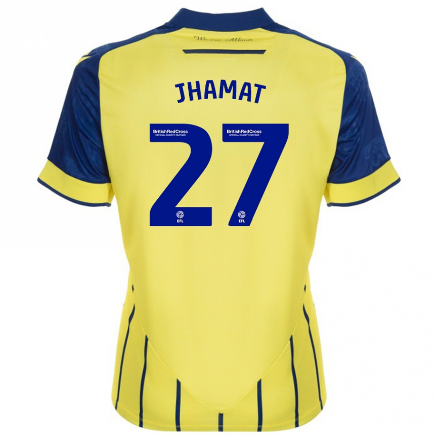 Niño Fútbol Camiseta Simran Jhamat #27 Amarillo Azul 2ª Equipación 2024/25 México