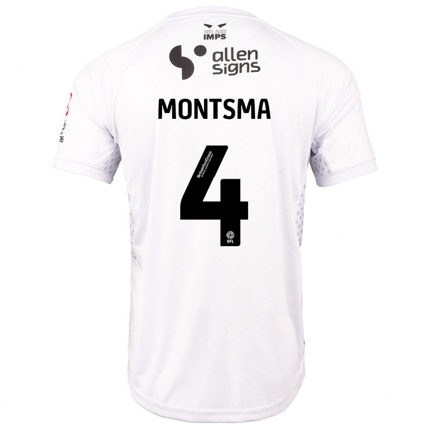 Niño Fútbol Camiseta Lewis Montsma #4 Rojo Blanco 2ª Equipación 2024/25 México