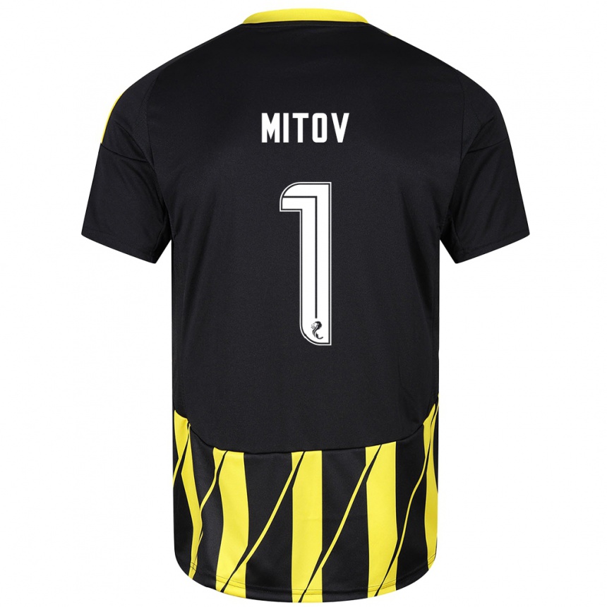 Niño Fútbol Camiseta Dimitar Mitov #1 Negro Amarillo 2ª Equipación 2024/25 México