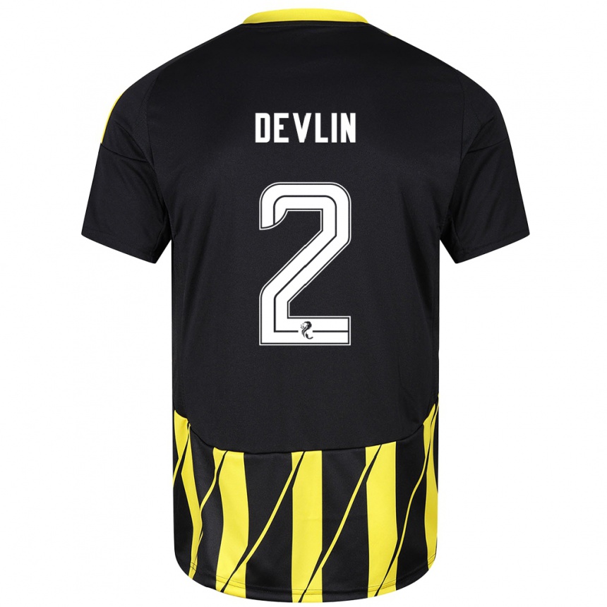 Niño Fútbol Camiseta Nicky Devlin #2 Negro Amarillo 2ª Equipación 2024/25 México