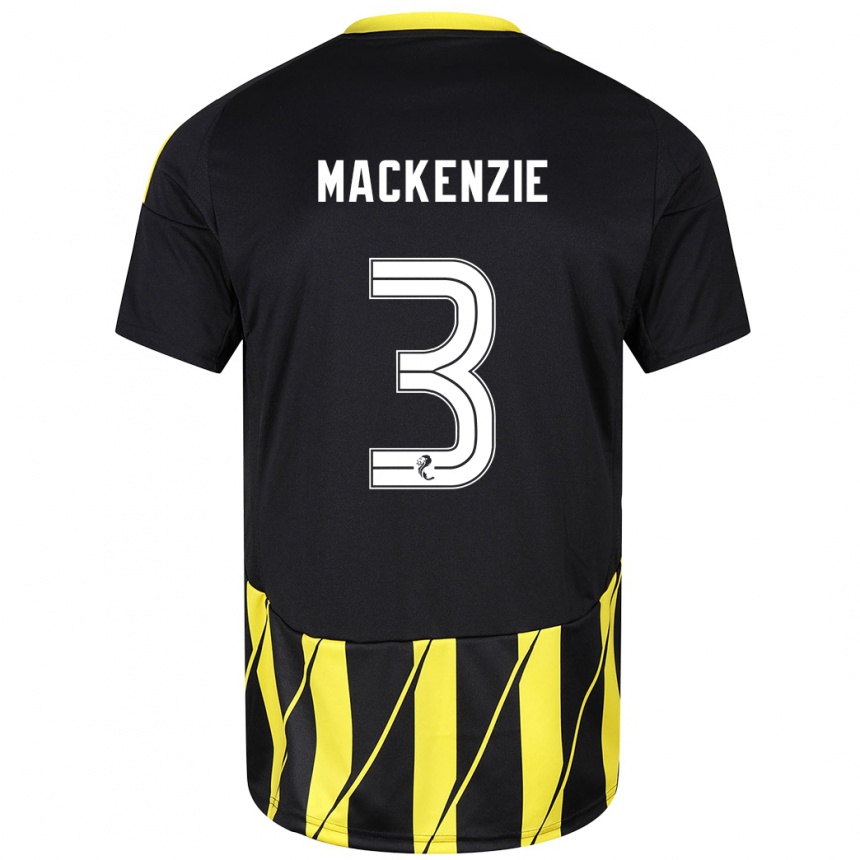 Niño Fútbol Camiseta Jack Mackenzie #3 Negro Amarillo 2ª Equipación 2024/25 México