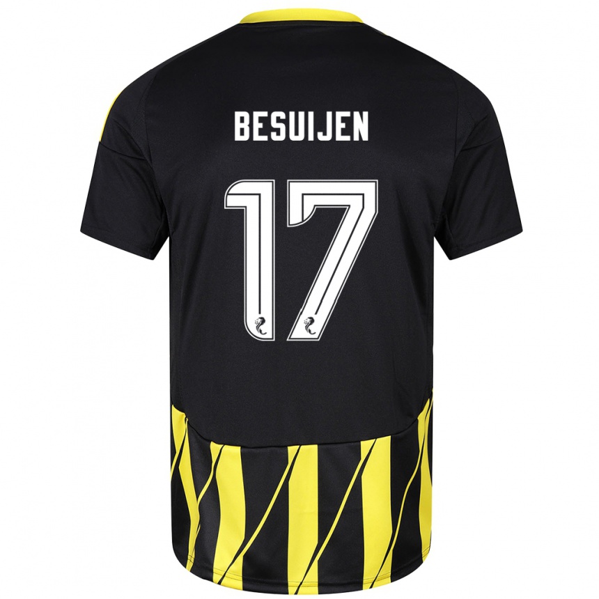 Niño Fútbol Camiseta Vicente Besuijen #17 Negro Amarillo 2ª Equipación 2024/25 México