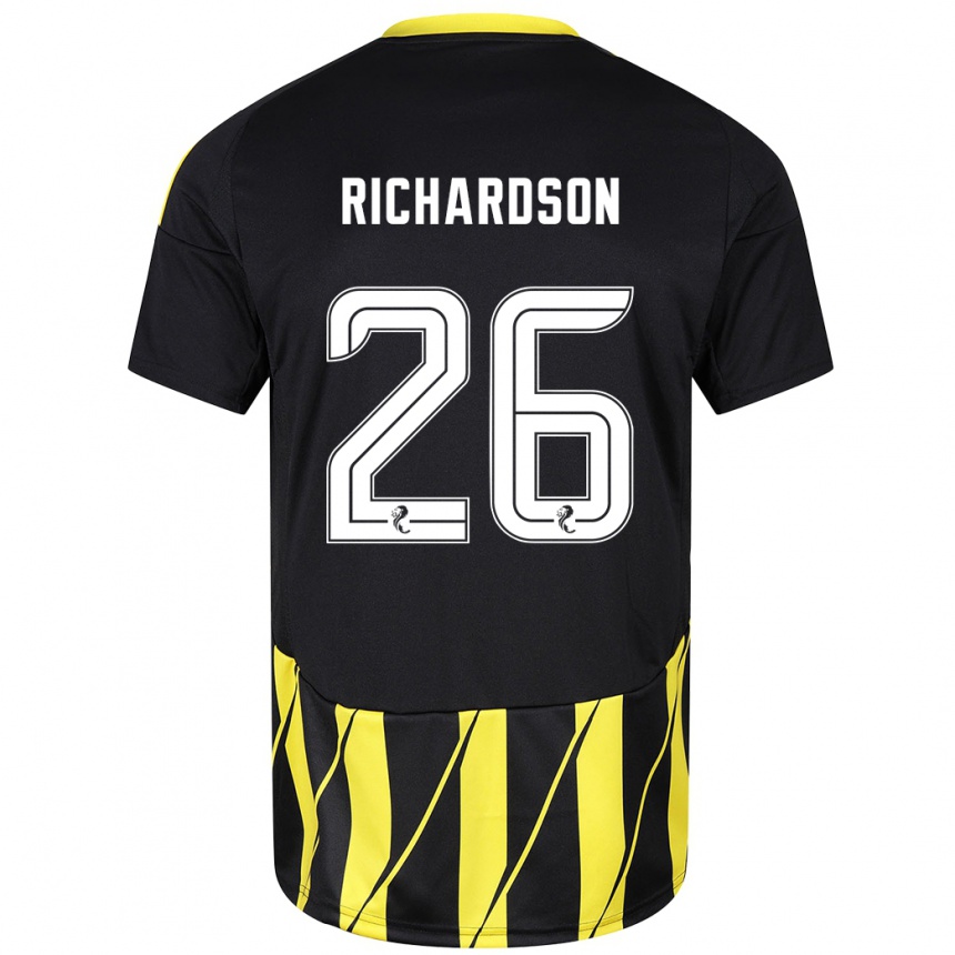 Niño Fútbol Camiseta Jayden Richardson #26 Negro Amarillo 2ª Equipación 2024/25 México