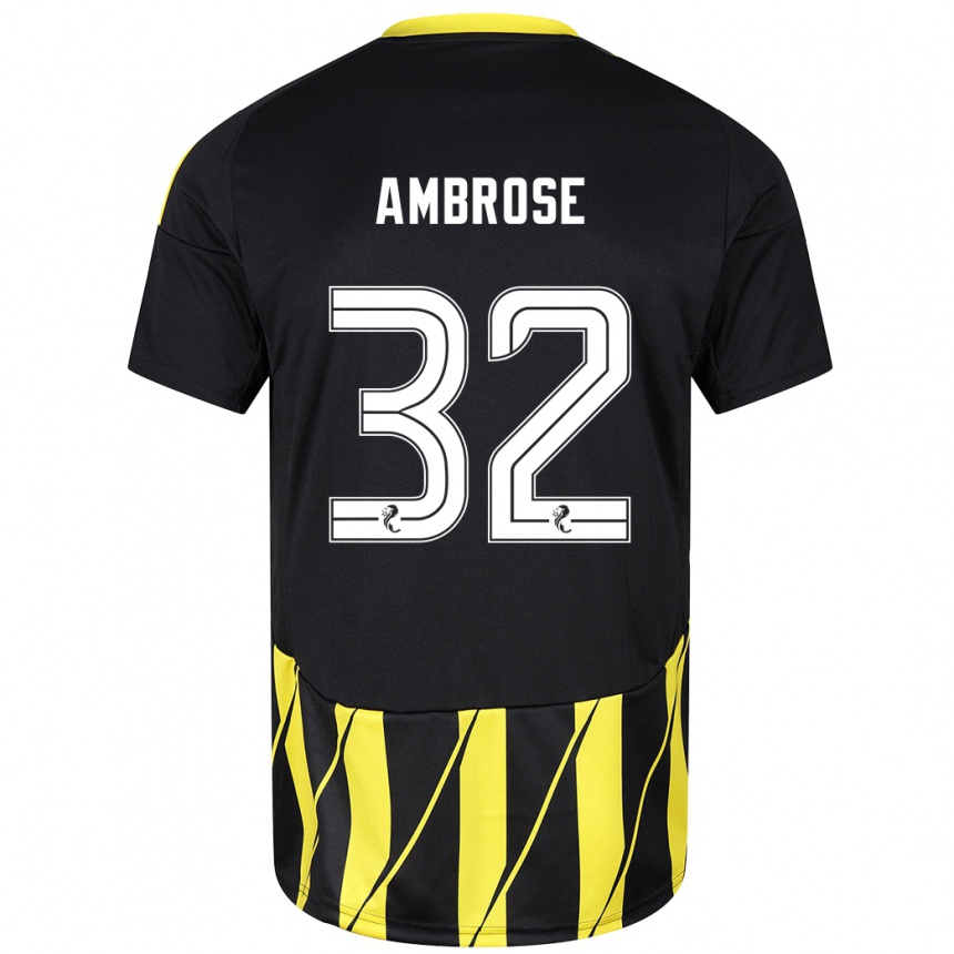 Niño Fútbol Camiseta Peter Ambrose #32 Negro Amarillo 2ª Equipación 2024/25 México