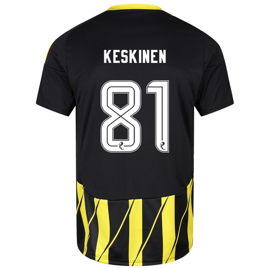 Niño Fútbol Camiseta Topi Keskinen #81 Negro Amarillo 2ª Equipación 2024/25 México