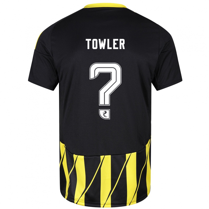 Niño Fútbol Camiseta Evan Towler #0 Negro Amarillo 2ª Equipación 2024/25 México