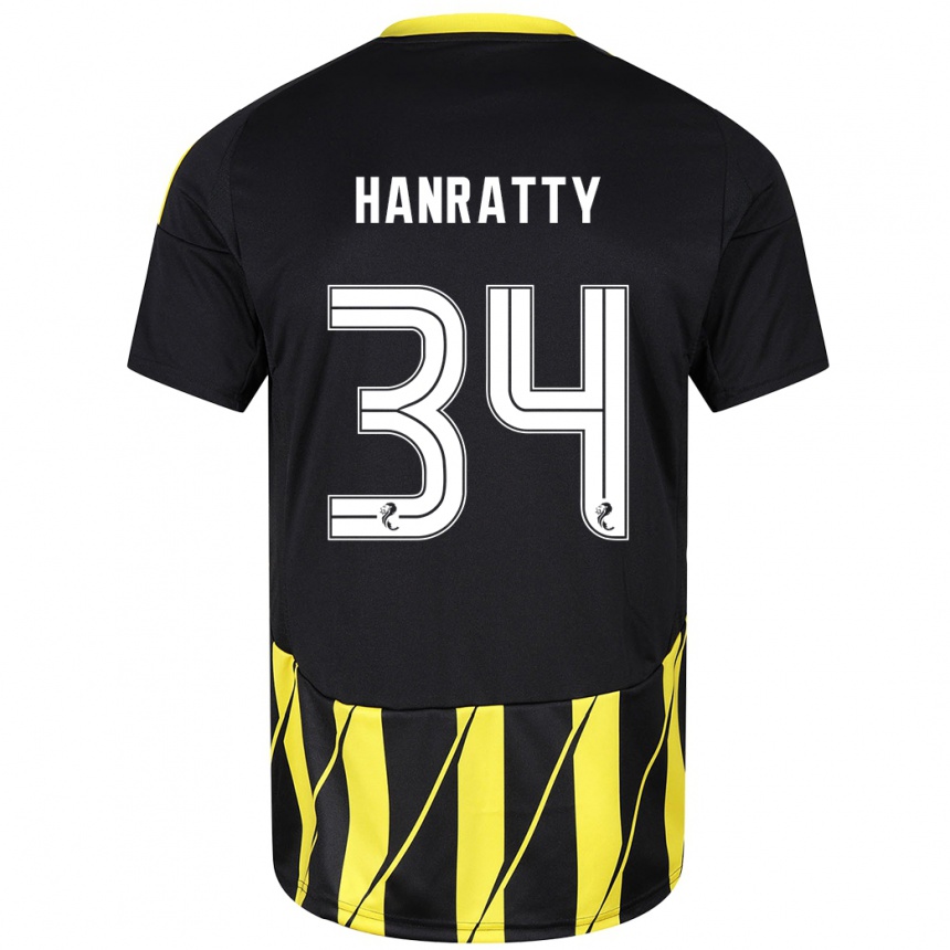 Niño Fútbol Camiseta Kevin Hanratty #34 Negro Amarillo 2ª Equipación 2024/25 México