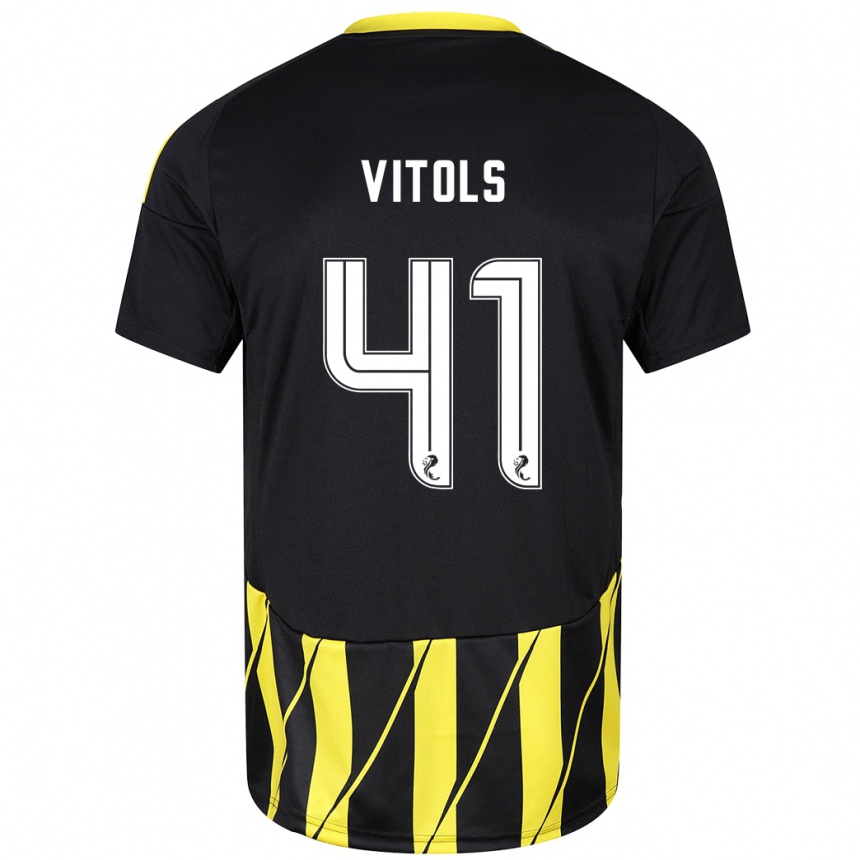 Niño Fútbol Camiseta Rodrigo Vitols #41 Negro Amarillo 2ª Equipación 2024/25 México