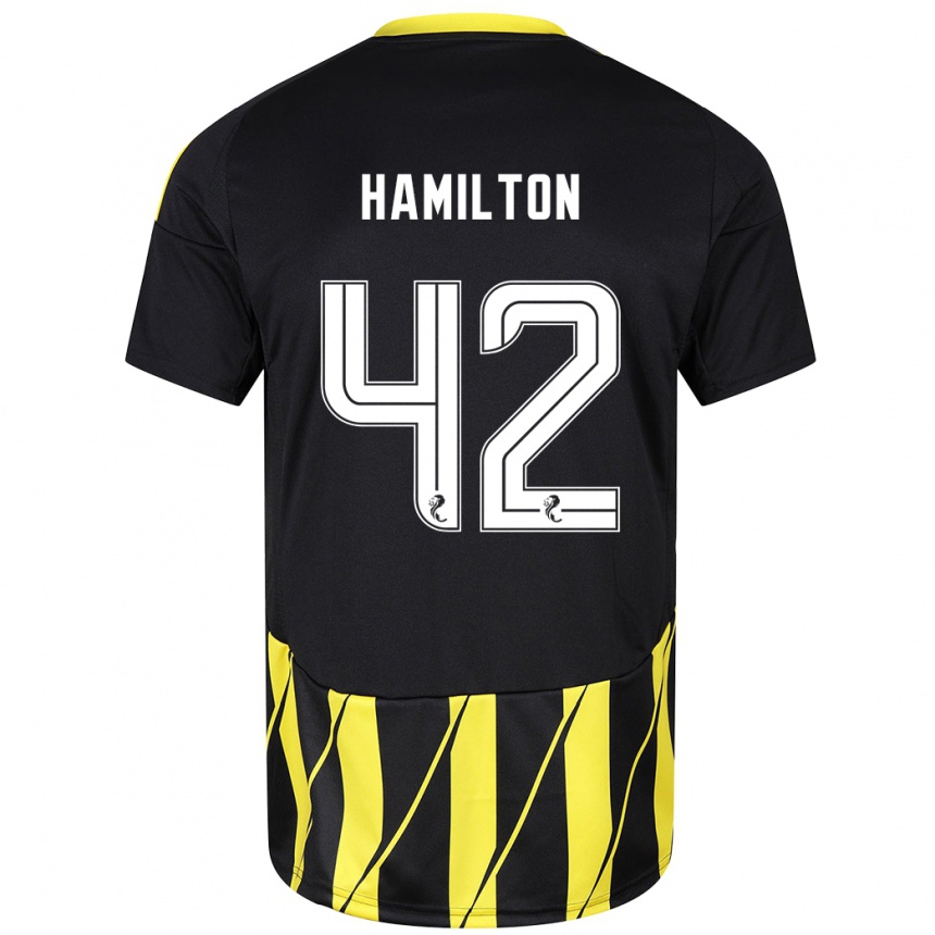 Niño Fútbol Camiseta Brendan Hamilton #42 Negro Amarillo 2ª Equipación 2024/25 México