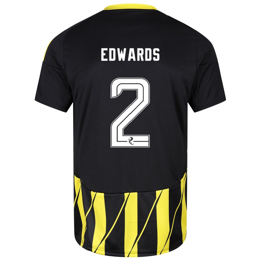 Niño Fútbol Camiseta Lois Edwards #2 Negro Amarillo 2ª Equipación 2024/25 México