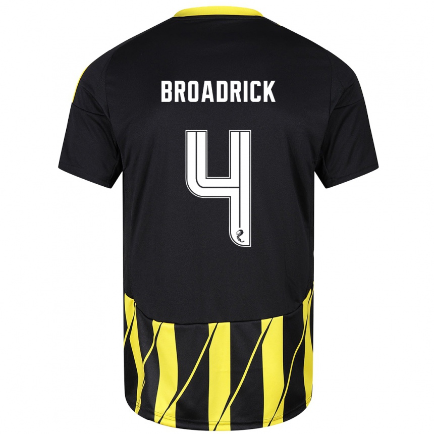 Niño Fútbol Camiseta Jessica Broadrick #4 Negro Amarillo 2ª Equipación 2024/25 México