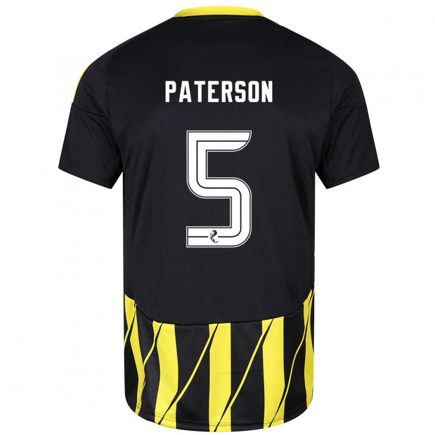 Niño Fútbol Camiseta Donna Paterson #5 Negro Amarillo 2ª Equipación 2024/25 México