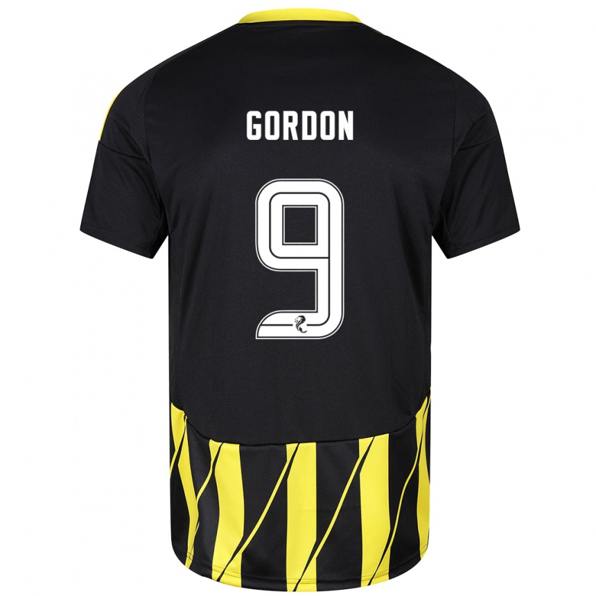 Niño Fútbol Camiseta Lauren Gordon #9 Negro Amarillo 2ª Equipación 2024/25 México