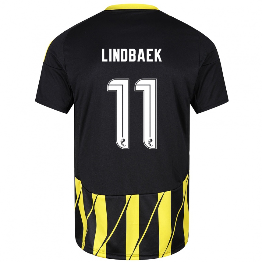 Niño Fútbol Camiseta Adele Lindbaek #11 Negro Amarillo 2ª Equipación 2024/25 México