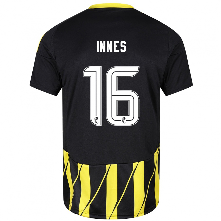 Niño Fútbol Camiseta Hannah Innes #16 Negro Amarillo 2ª Equipación 2024/25 México