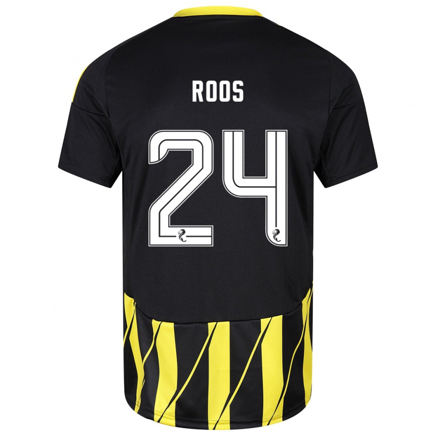 Niño Fútbol Camiseta Kelle Roos #24 Negro Amarillo 2ª Equipación 2024/25 México