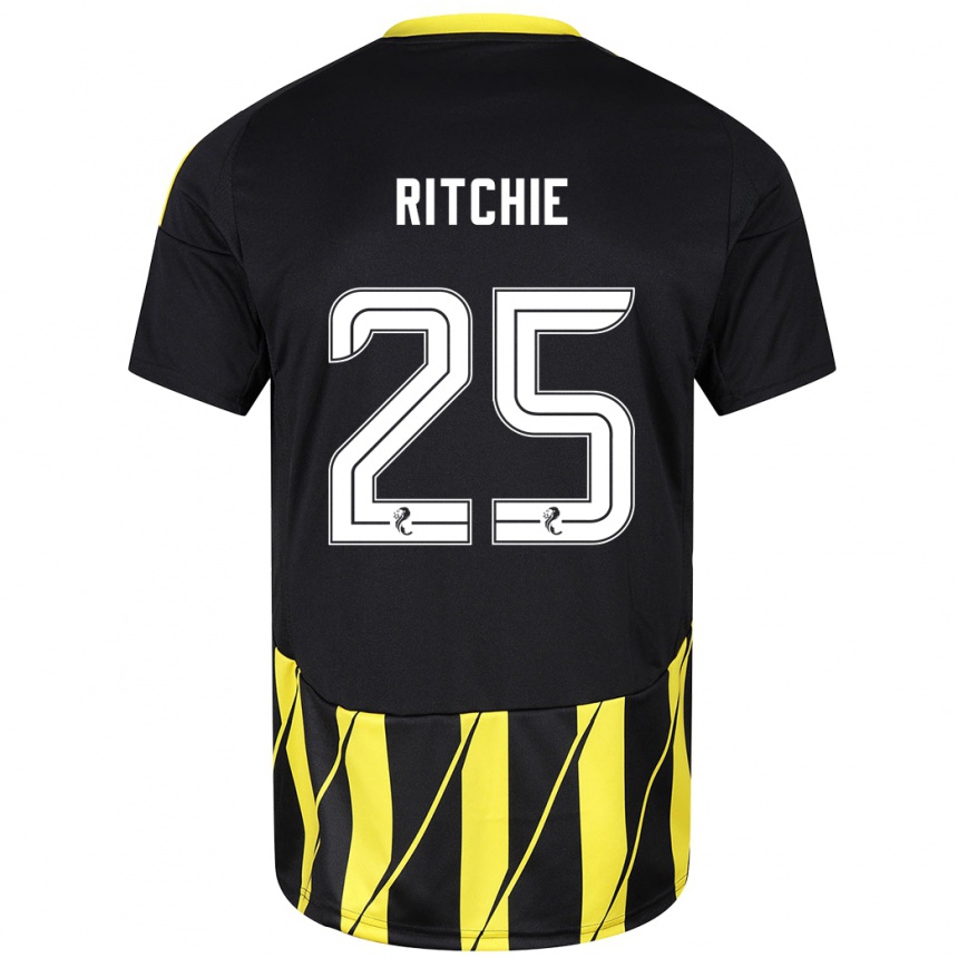 Niño Fútbol Camiseta Tom Ritchie #25 Negro Amarillo 2ª Equipación 2024/25 México