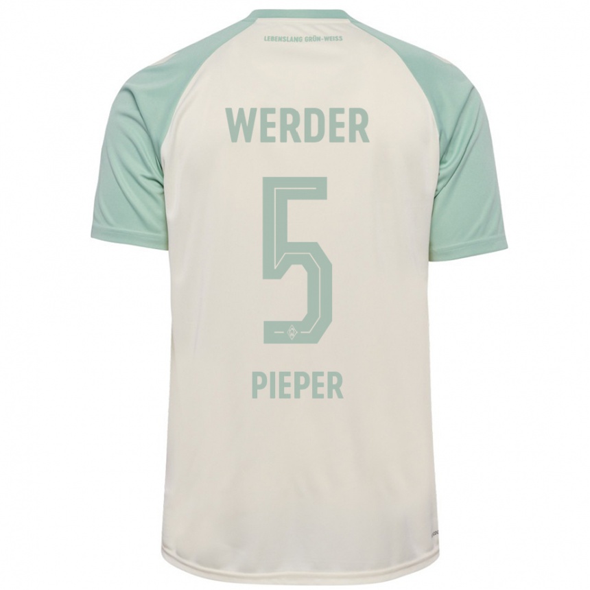 Niño Fútbol Camiseta Amos Pieper #5 Blanquecino Verde Claro 2ª Equipación 2024/25 México