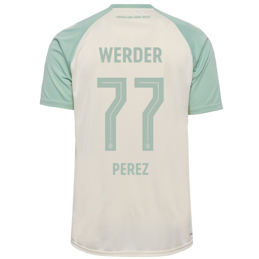 Niño Fútbol Camiseta Catalina Pérez Jaramillo #77 Blanquecino Verde Claro 2ª Equipación 2024/25 México