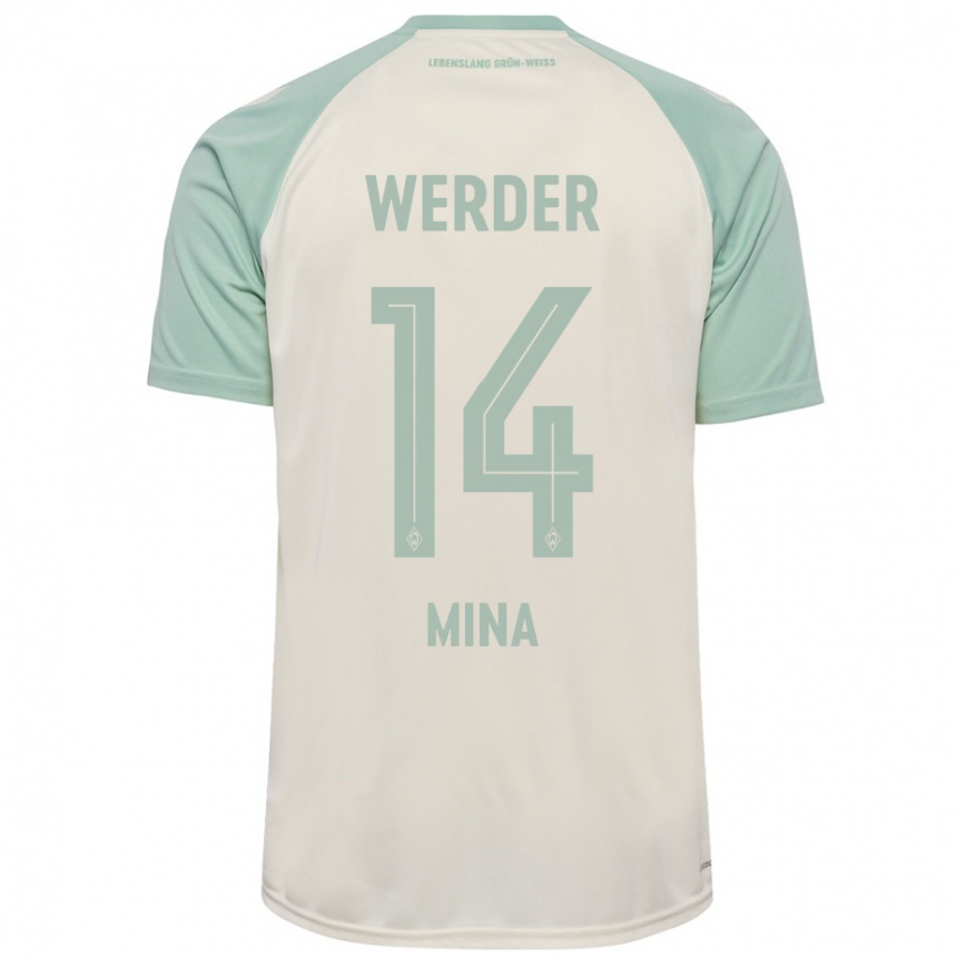 Niño Fútbol Camiseta Johan Mina #14 Blanquecino Verde Claro 2ª Equipación 2024/25 México