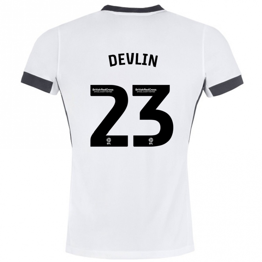 Niño Fútbol Camiseta Charlotte Devlin #23 Blanco Negro 2ª Equipación 2024/25 México