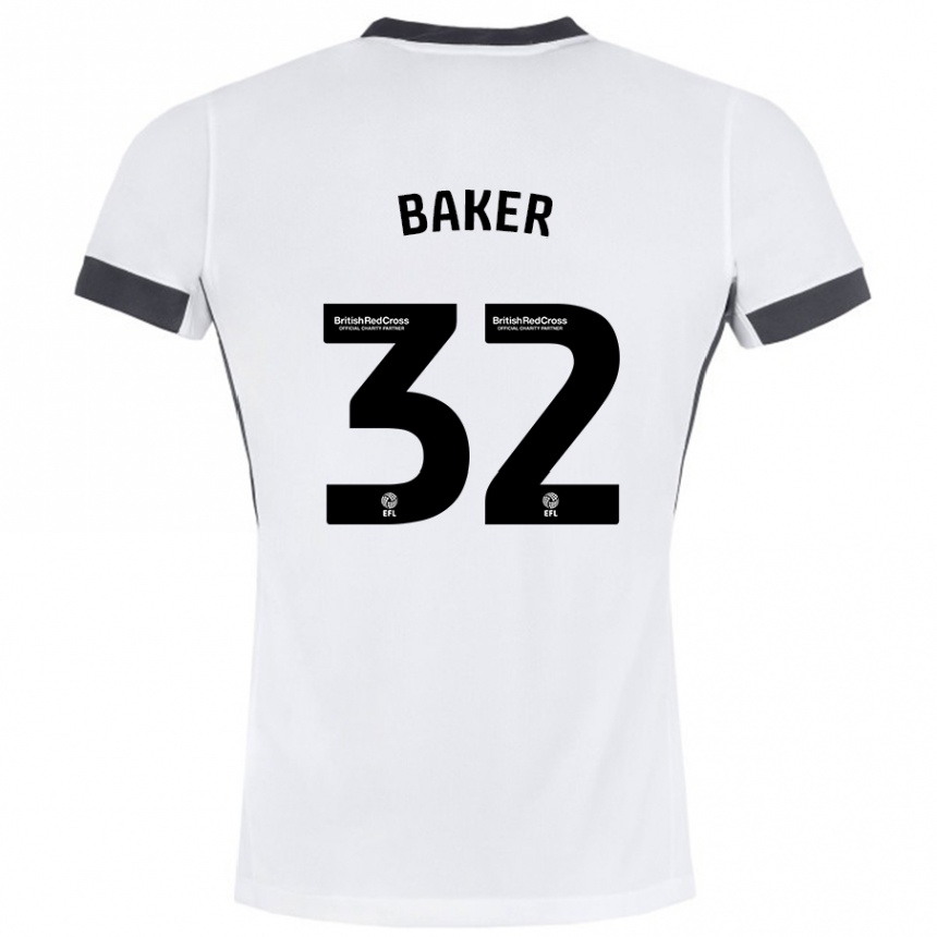 Niño Fútbol Camiseta Ava Baker #32 Blanco Negro 2ª Equipación 2024/25 México