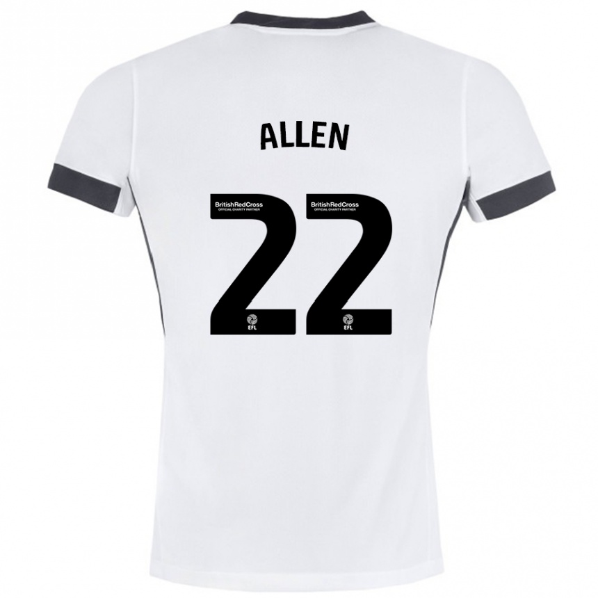 Niño Fútbol Camiseta Remi Allen #22 Blanco Negro 2ª Equipación 2024/25 México