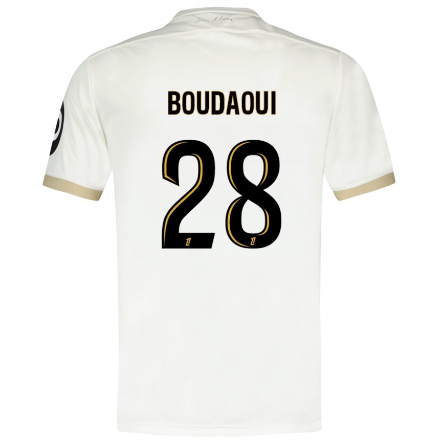 Niño Fútbol Camiseta Hicham Boudaoui #28 Blanco Dorado 2ª Equipación 2024/25 México