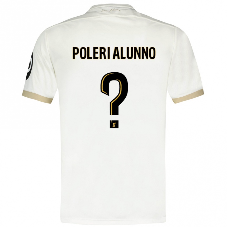 Niño Fútbol Camiseta Mathis Poleri Alunno #0 Blanco Dorado 2ª Equipación 2024/25 México