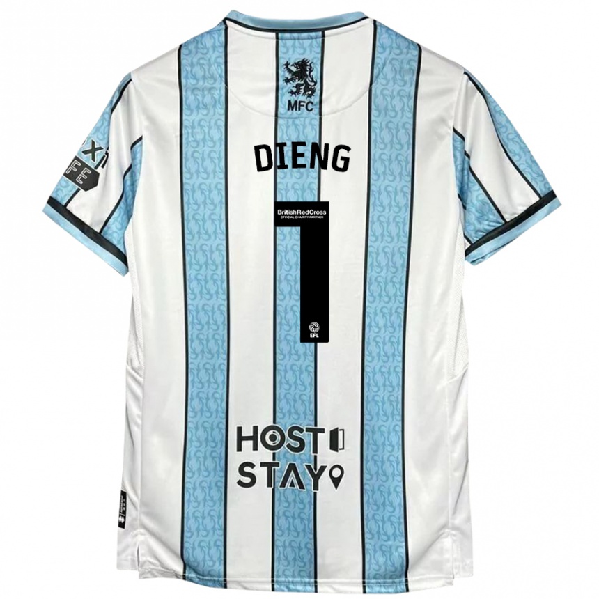 Niño Fútbol Camiseta Seny Dieng #1 Blanco Azul 2ª Equipación 2024/25 México